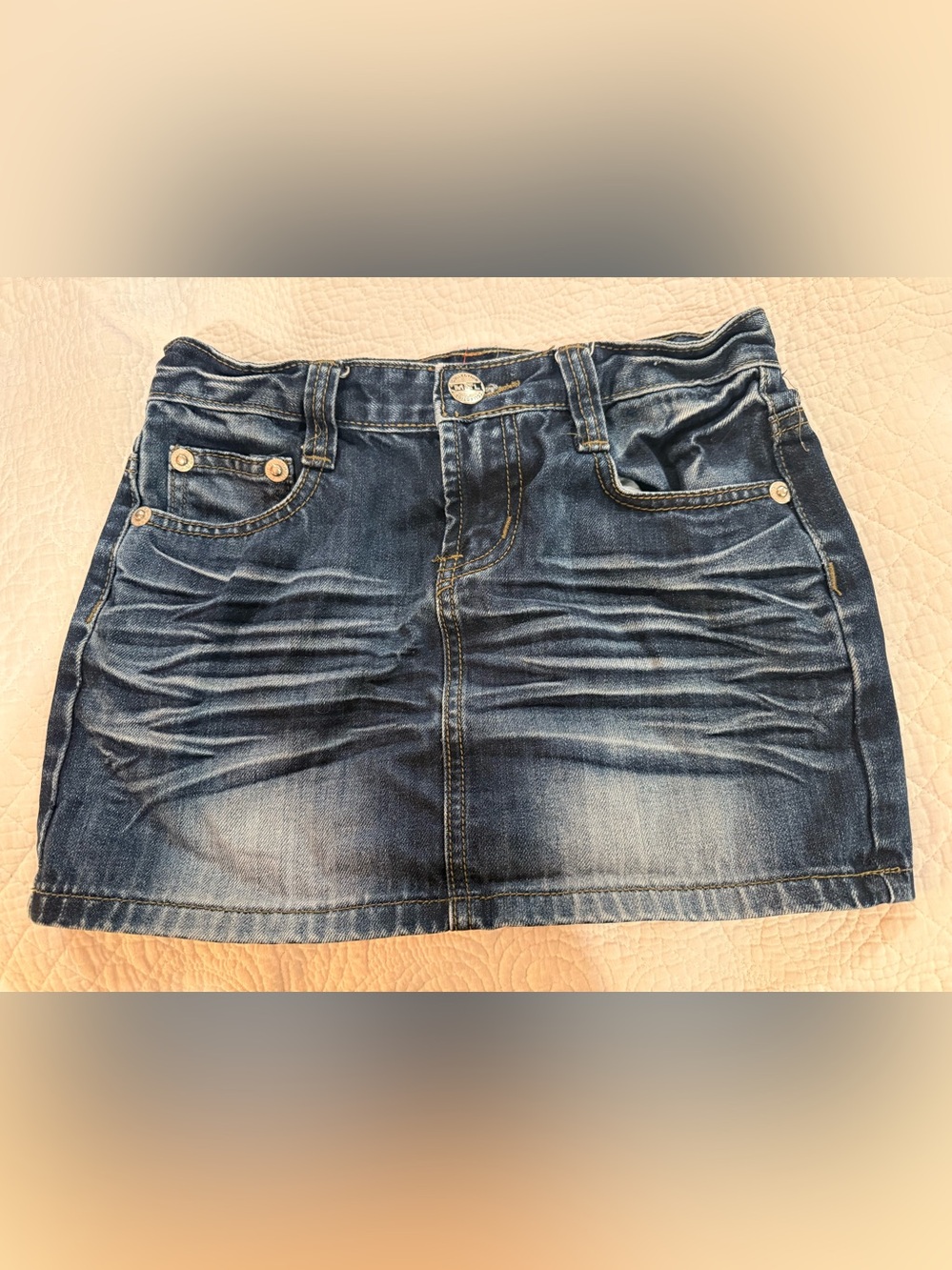 More Longer whiskered denim mini skirt  XS